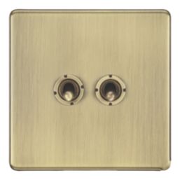 LAP  20A 16AX 2-Gang 2-Way Switch  Antique Brass with Colour-Matched Inserts
