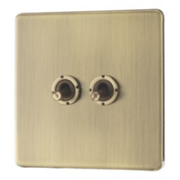 LAP  20A 16AX 2-Gang 2-Way Switch  Antique Brass with Colour-Matched Inserts