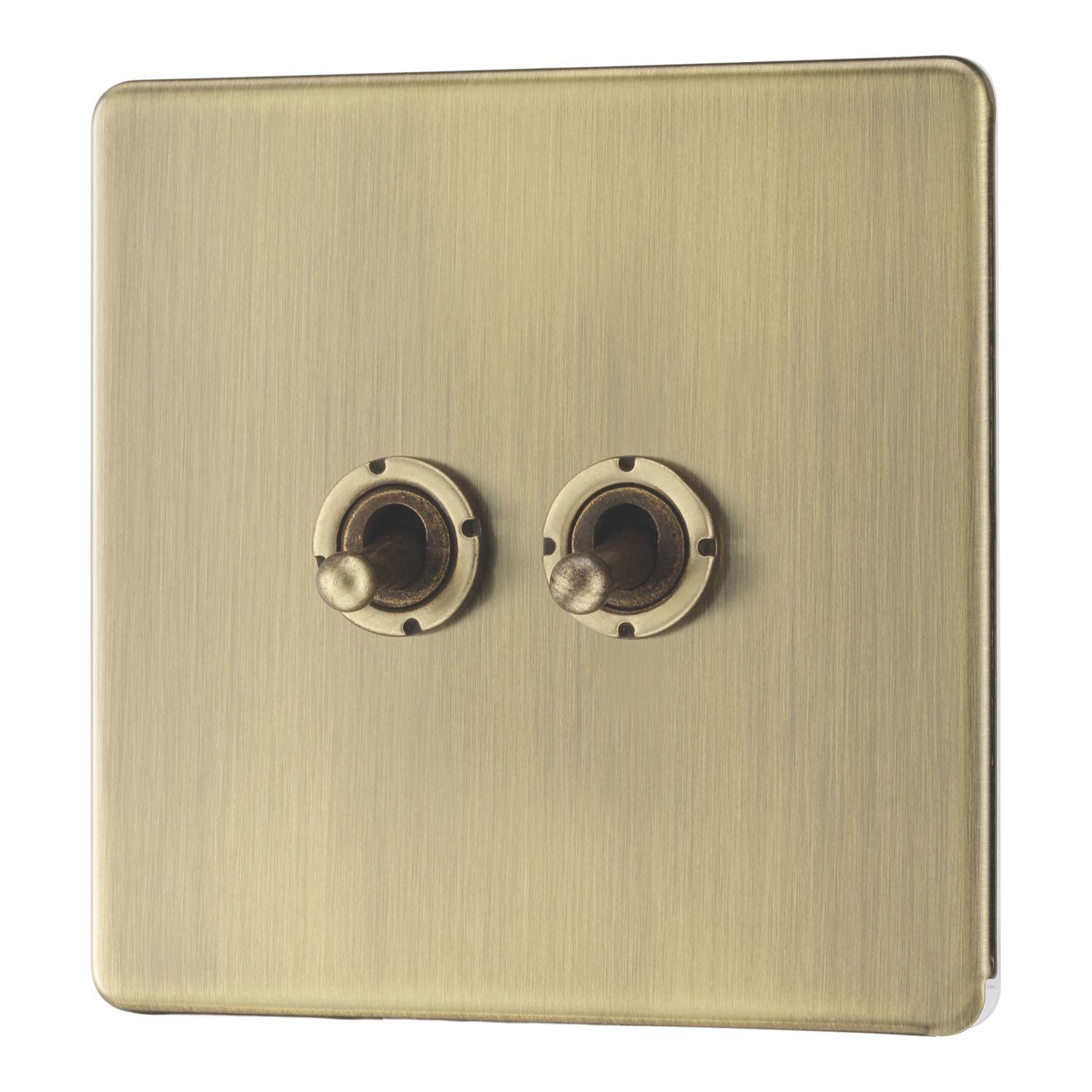 LAP 20A 16AX 2-Gang 2-Way Switch Antique Brass with Colour-Matched Inserts (131PN)