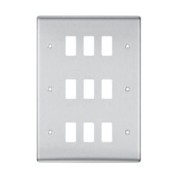 British General Nexus Metal Grid 9-Module Grid Faceplate Brushed Steel