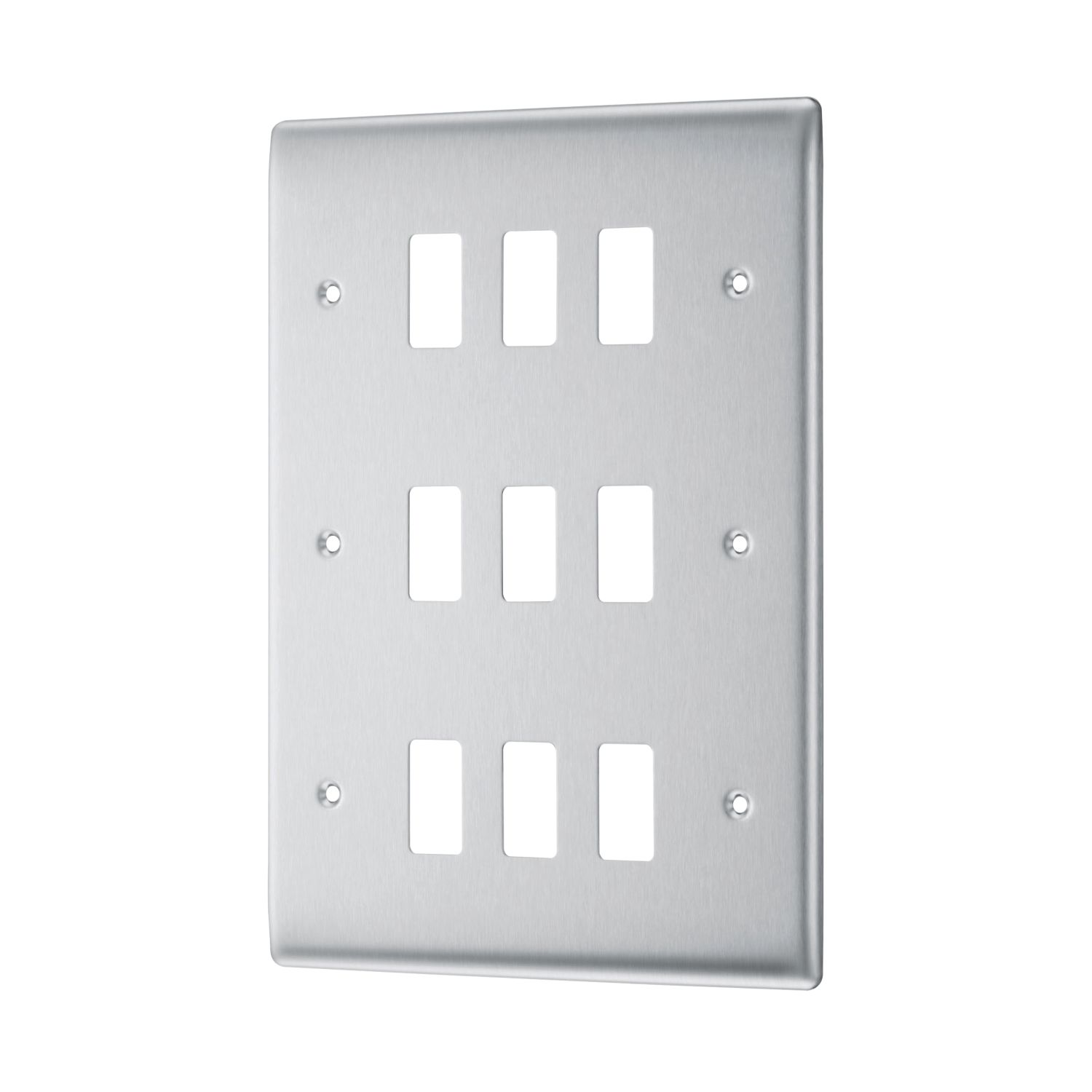 British General Nexus Metal Grid 9-Module Grid Faceplate Brushed Steel (131PY)
