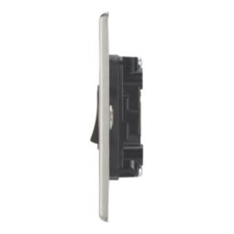 Contactum Iconic 10AX 1-Gang 1-Way Retractive Bell Switch Brushed Steel with Black Inserts