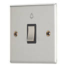 Contactum Iconic 10AX 1-Gang 1-Way Retractive Bell Switch Brushed Steel with Black Inserts