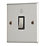 Contactum Iconic 10AX 1-Gang 1-Way Retractive Bell Switch Brushed Steel with Black Inserts