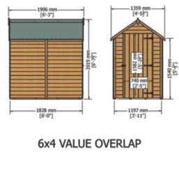 Shire  4' x 6' (Nominal) Apex Overlap Timber Shed