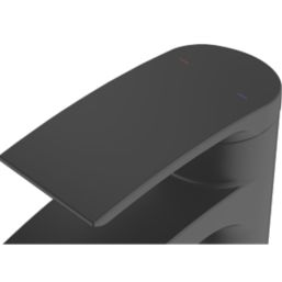 Swirl Wye Matt Black 150mm Cloakroom Lever Mono Basin Mixer Tap  With Clicker Waste