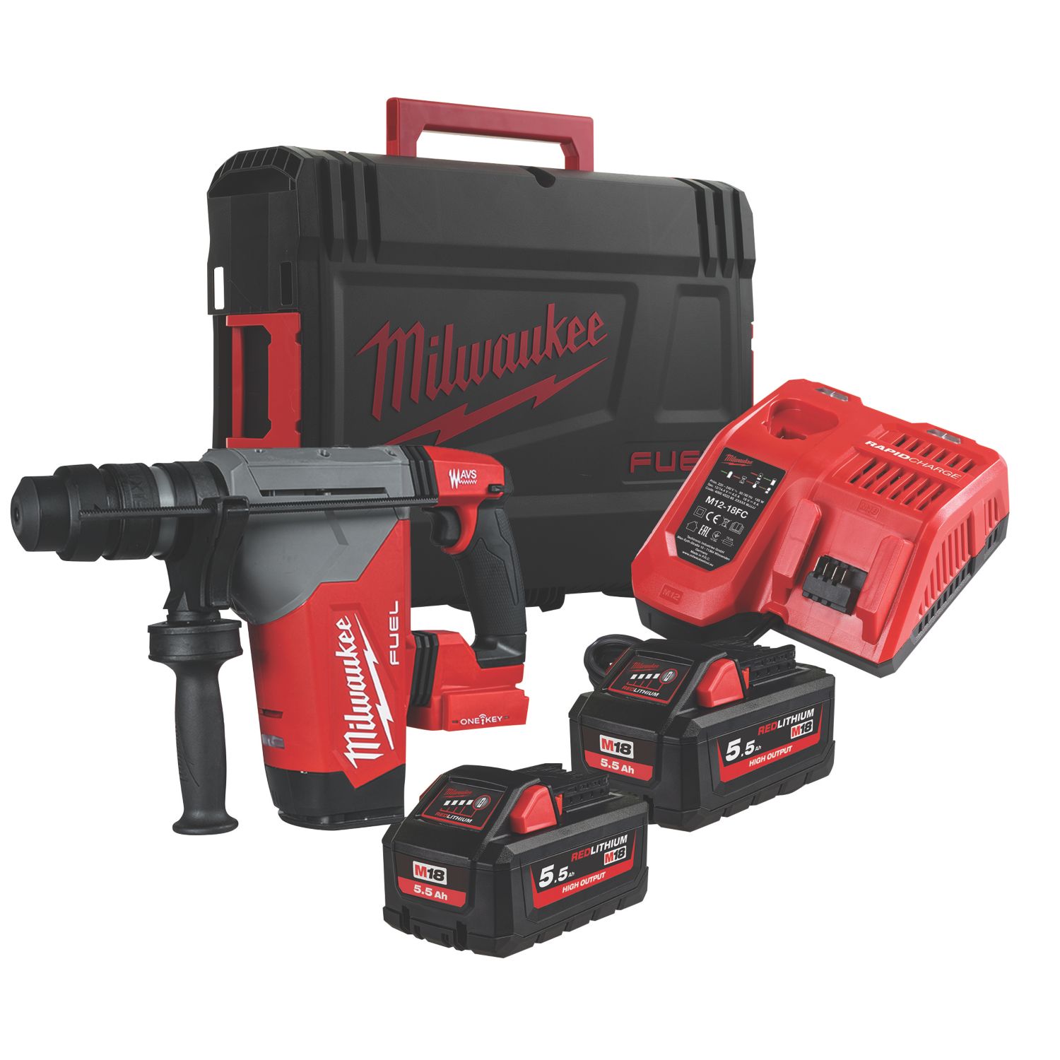 Milwaukee M18ONEFHPX-552X 4.2kg 18V 2 x 5.5Ah Li-Ion RedLithium High Output Brushless Cordless Hammer Drill (131VT)