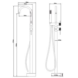 Swirl Melba Chrome 1161mm Floor Mounted Single Control Manual Shower Mixer Tap