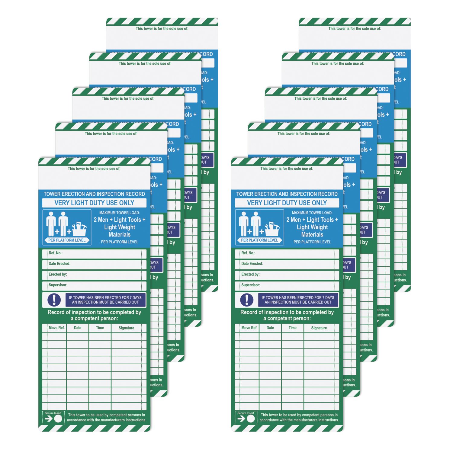 Scafftag Tower Tag Inserts 10 Pack (131YU)