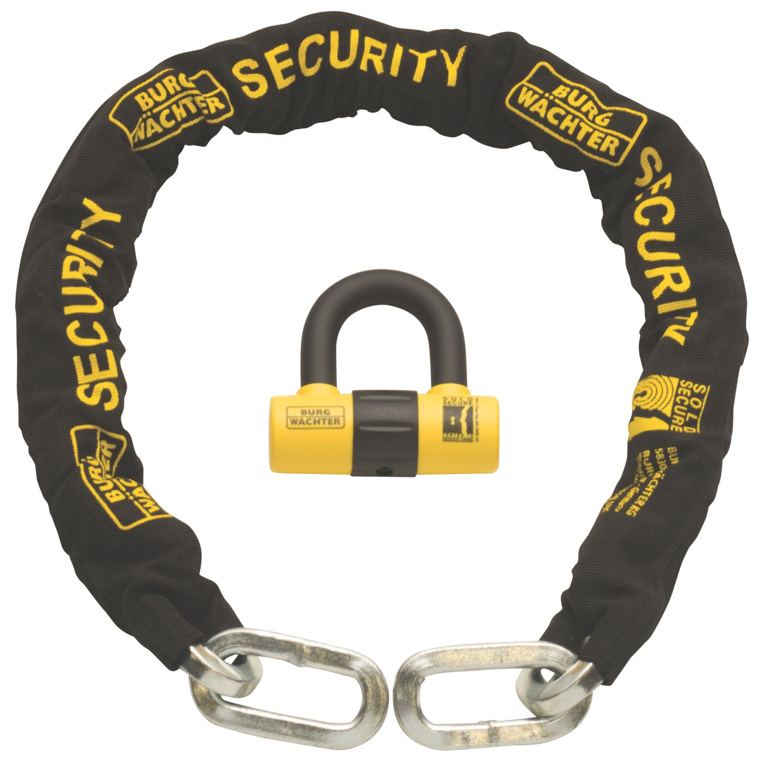Burg-Wachter Hardened Steel Motorbike Security Chain & U- Lock 1m x 12mm (131YY)