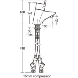 Armitage Shanks Contour 21 Chrome  141mm Lever Mono Basin Mixer Tap