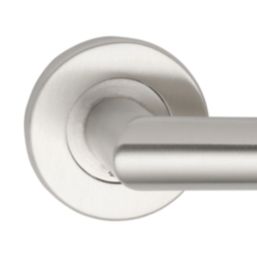 Eurospec  Fire Rated Mitred Lever on Rose Pair Satin Stainless Steel
