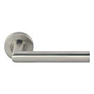 Eurospec  Fire Rated Mitred Lever on Rose Pair Satin Stainless Steel