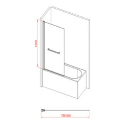 Semi-Framed Chrome Bath Screen Reversible 800mm x 1500mm