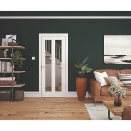 2-Clear Light Primed White Wooden Shaker Internal Door 2032mm x 813mm