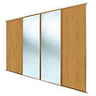 Spacepro Classic 4-Door Sliding Wardrobe Door Kit Oak Frame Oak / Mirror Panel 2370mm x 2260mm