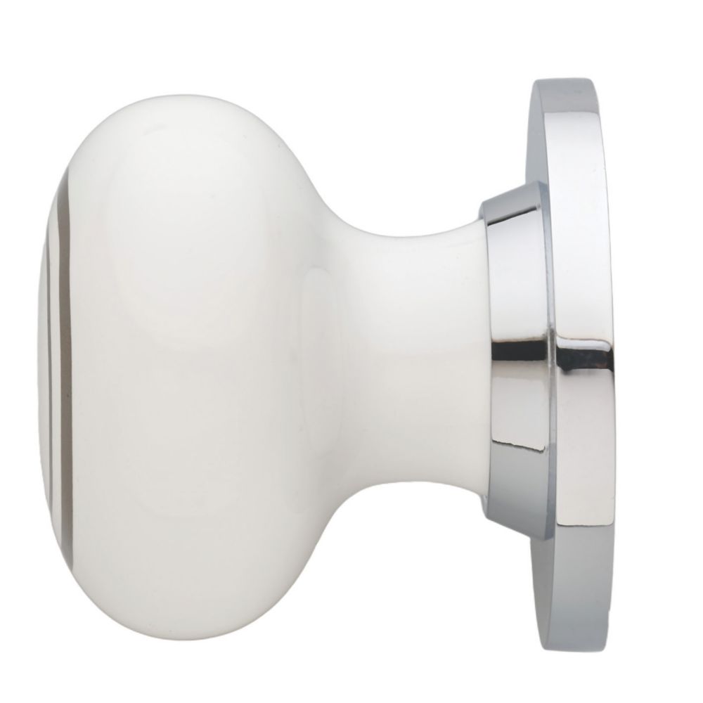 Designer Levers Door Knob on Chrome Base 60mm Pair White - Screwfix