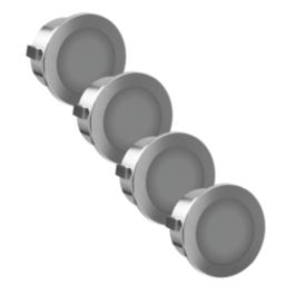 Sensio Stellar Pro Recessed Round LED Kitchen Plinth Lights Chrome 1.5W 60lm 4 Pack