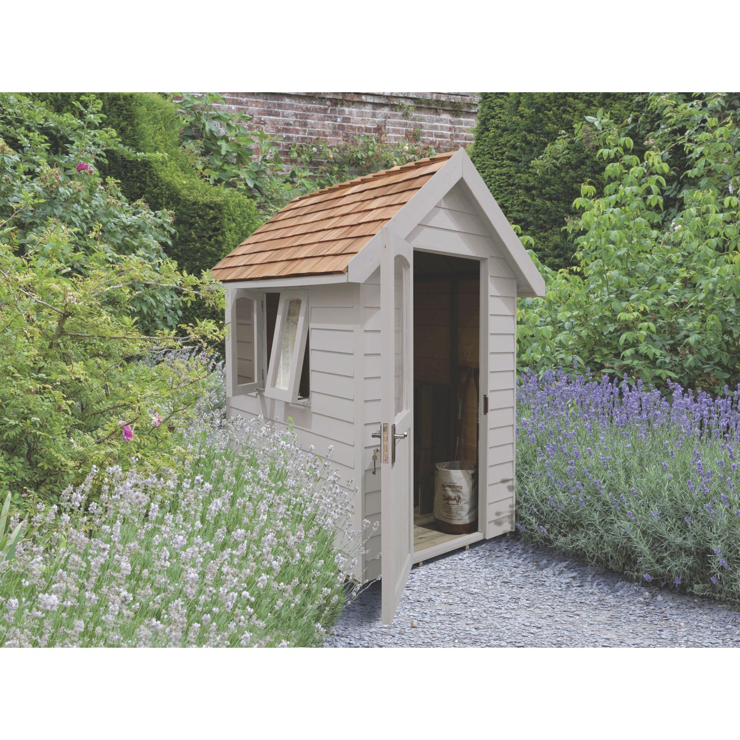 Forest FRA46GYIN 5' x 6' 6" (Nominal) Apex Overlap Timber Shed with Assembly (132PP)
