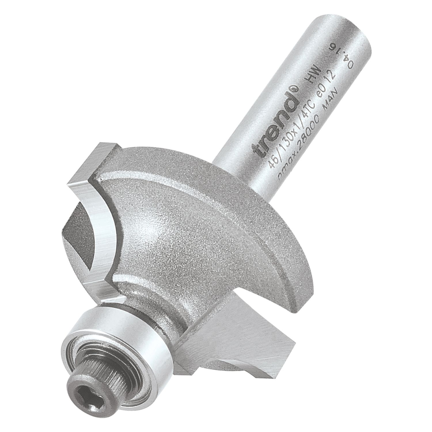 Trend 46/130X1/4TC 1/4" 0° Rounding-Over Bearing Guided Ovolo Cutter 25.4mm x 13mm (132PX)