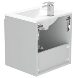 Newland  Double Door Wall-Mounted Vanity Unit with Basin Matt Pearl Grey 500mm x 450mm x 540mm