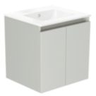 Newland  Double Door Wall-Mounted Vanity Unit with Basin Matt Pearl Grey 500mm x 450mm x 540mm