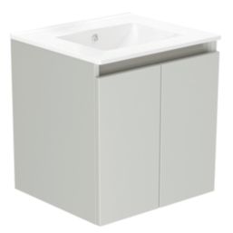 Newland  Double Door Wall-Mounted Vanity Unit with Basin Matt Pearl Grey 500mm x 450mm x 540mm