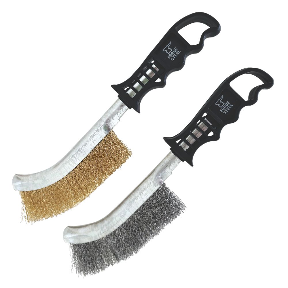 Forge Steel Wire Brush Set 2 Pieces Screwfix