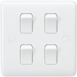 Knightsbridge Curved Edge 10AX 4-Gang 2-Way Light Switch  White