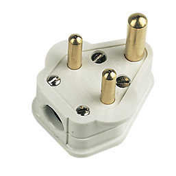 MK  5A Unfused Round Pin Plug White