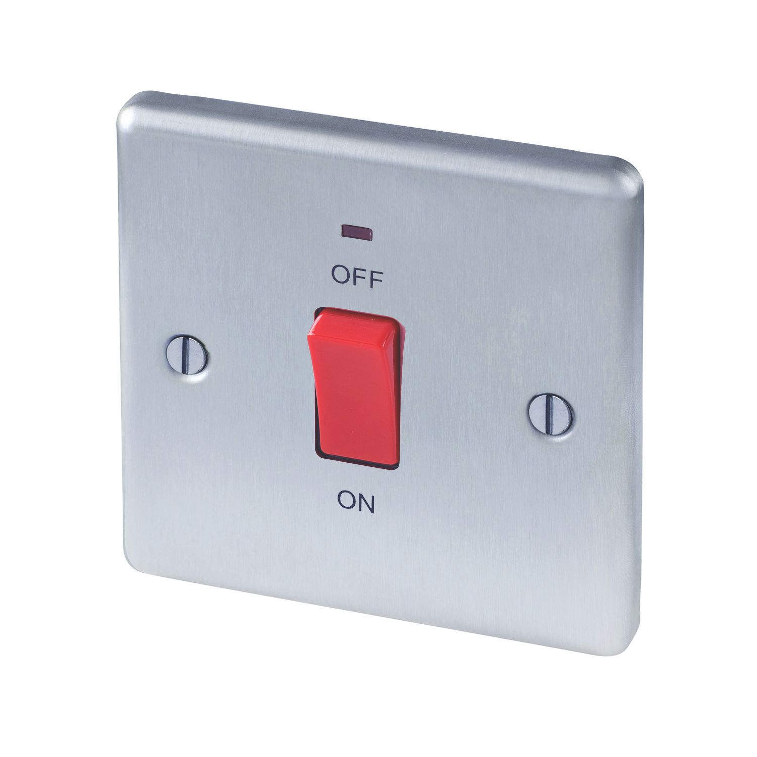 LAP 45A 1-Gang DP Cooker Switch Brushed Stainless Steel with LED (1336P)