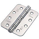 Eclipse  Polished Chrome Grade 11 Fire Rated Ball Bearing Fire Hinges Radius Corners 102mm x 76mm 2 Pack