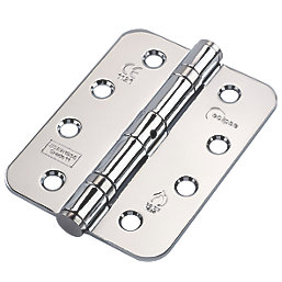 Eclipse  Polished Chrome Grade 11 Fire Rated Ball Bearing Hinges Radius Corners 102mm x 76mm 2 Pack