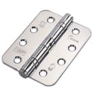 Eclipse  Polished Chrome Grade 11 Fire Rated Ball Bearing Hinges Radius Corners 102mm x 76mm 2 Pack