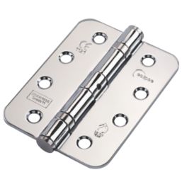 Eclipse  Polished Chrome Grade 11 Fire Rated Ball Bearing Hinges Radius Corners 102mm x 76mm 2 Pack