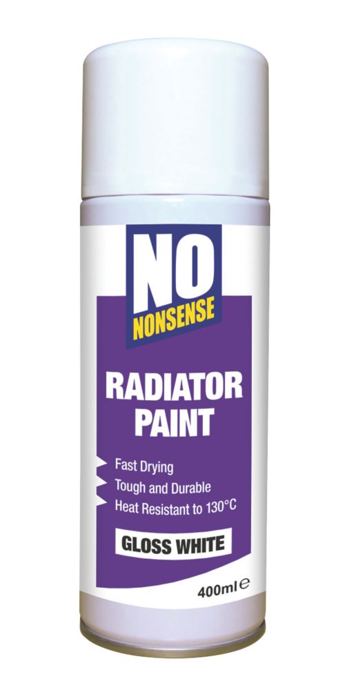 No Nonsense Radiator Spray Paint Gloss White 400ml - Screwfix