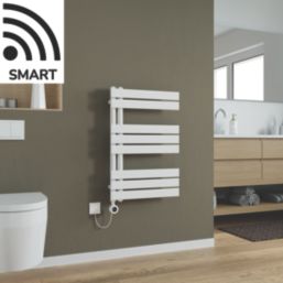 Azur 750mm x 500mm 1024BTU White Flat Electric Towel Radiator