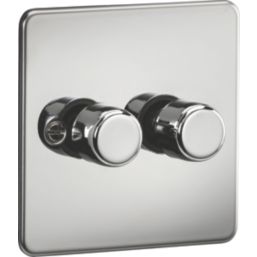 Knightsbridge  2-Gang 2-Way LED Intelligent Dimmer Switch  Polished Chrome