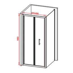 Framed Rectangular Bi-Fold Shower Door Polished Silver 900mm x 1850mm