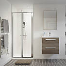 Essentials Framed Rectangular Bi-Fold Shower Door Polished Silver 900mm x 1850mm