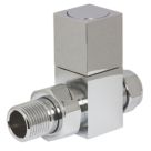 Towelrads  15mm x 1/2" Chrome Straight Designer Manual Radiator Valve & Lockshield  2 Pack