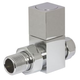 Towelrads  15mm x 1/2" Chrome Straight Designer Manual Radiator Valve & Lockshield  2 Pack