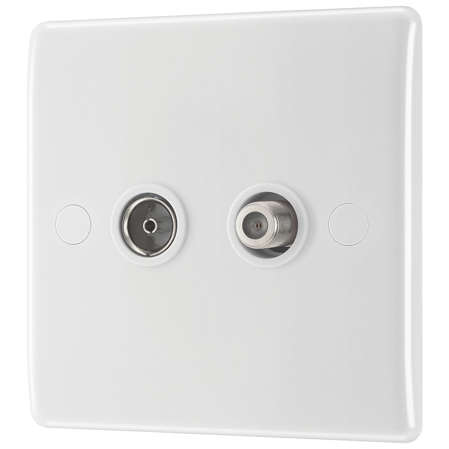 British General 800 Series 1-Gang Coaxial TV / FM Socket White (133XF)