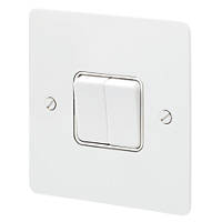 MK Edge 20AX 2-Gang 2-Way Light Switch  White with Colour-Matched Inserts
