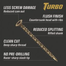 Turbo TX  TX Double-Countersunk  Multi-Purpose Screws 4mm x 20mm 200 Pack