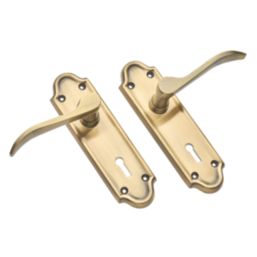 Designer Levers Kennington Fire Rated Lever Lock Door Handle Pair Antique Brass