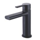 Genoa Matt Black 161mm Standard Lever Mono Basin Mixer Tap  With Clicker Waste