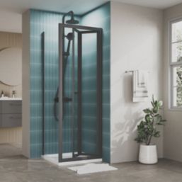 ETAL  Framed Square Bi-Fold Door Shower Enclosure & Tray  Matt Black 790mm x 790mm x 1940mm