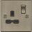 Knightsbridge  13A 1-Gang DP Switched Single Socket Antique Brass  with Black Inserts
