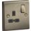 Knightsbridge  13A 1-Gang DP Switched Single Socket Antique Brass  with Black Inserts